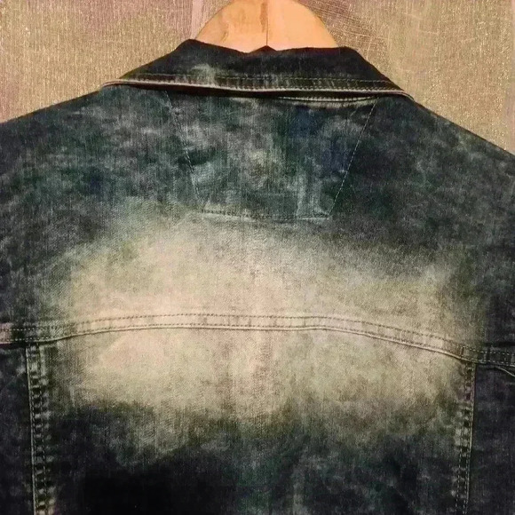Women's Juniors XL GS 115 Acid Wash Distressed Patchwork Button Down Jean Jacket - Picture 10 of 16
